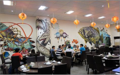 唐河海鲜餐厅墙体彩绘